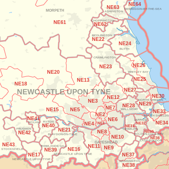 Newcastle Upon Tyne City Map
