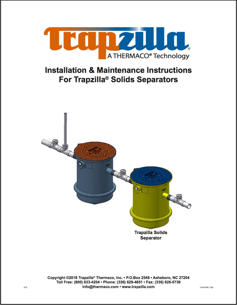 Installation & Maintenance manual for Trapzilla solids separator